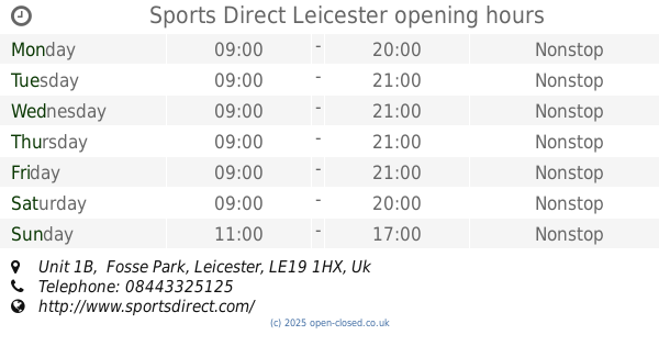 Sports Direct Leicester Fosse Park Opening Times