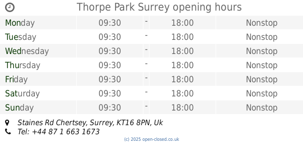 What Time Does Thorpe Park Close