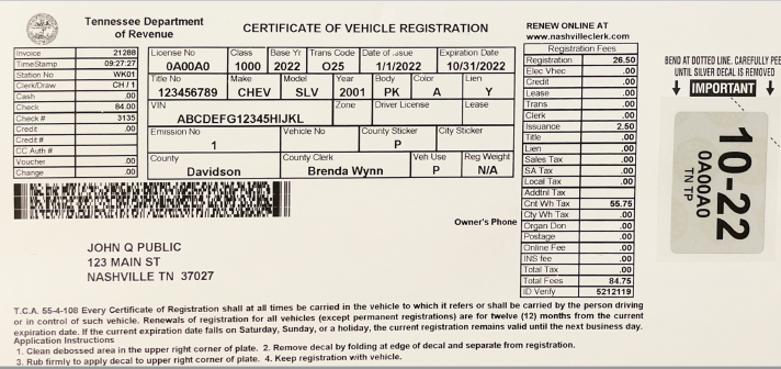 Vehicle Registration Rutherford County Tn