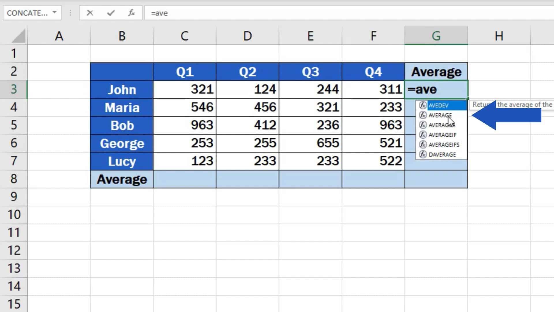 How to Find Average with Excel