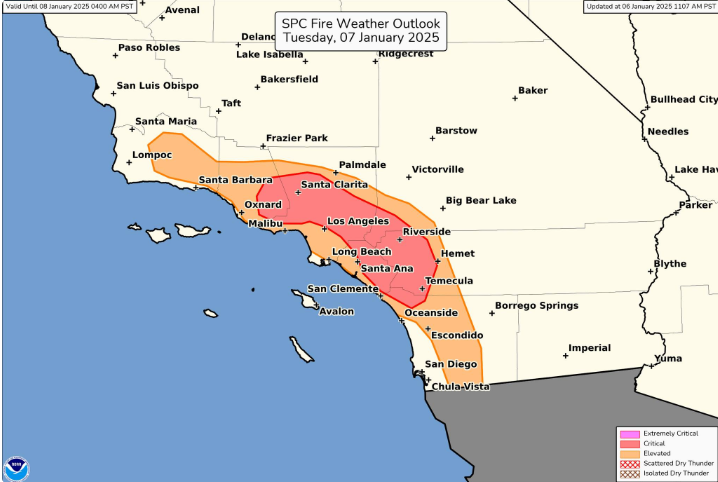 Santa Ana Winds Map