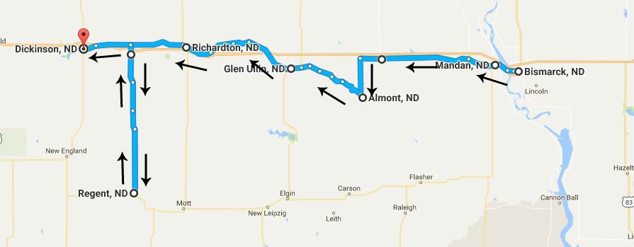Enchanted Highway North Dakota Map