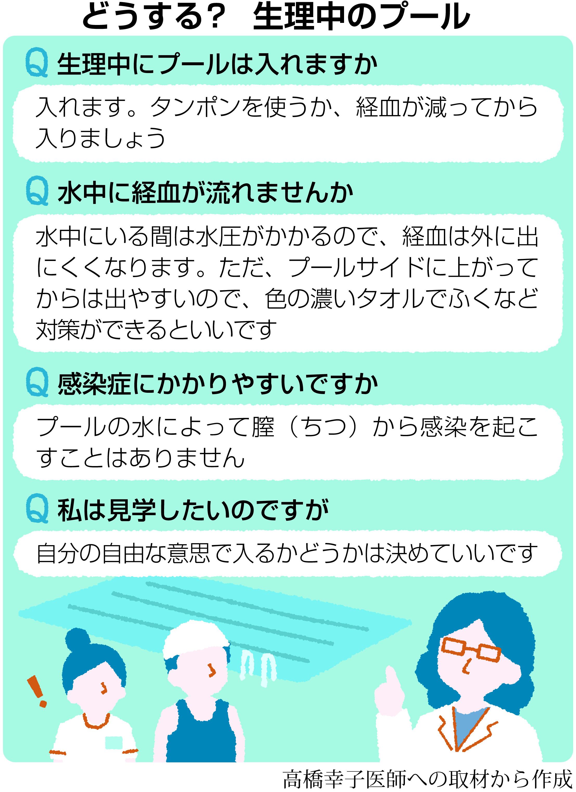 生理中のプールは水圧で止まる噂の真相！感染リスクと授業見学の伝え方