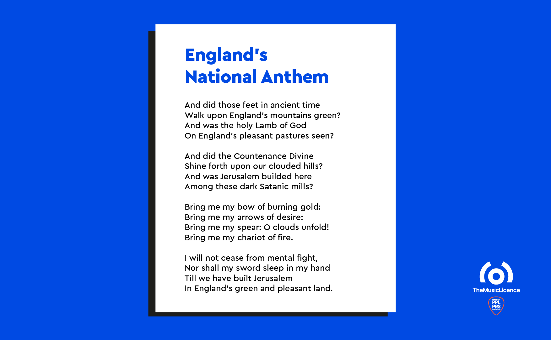 Lyrics for the English National Anthem