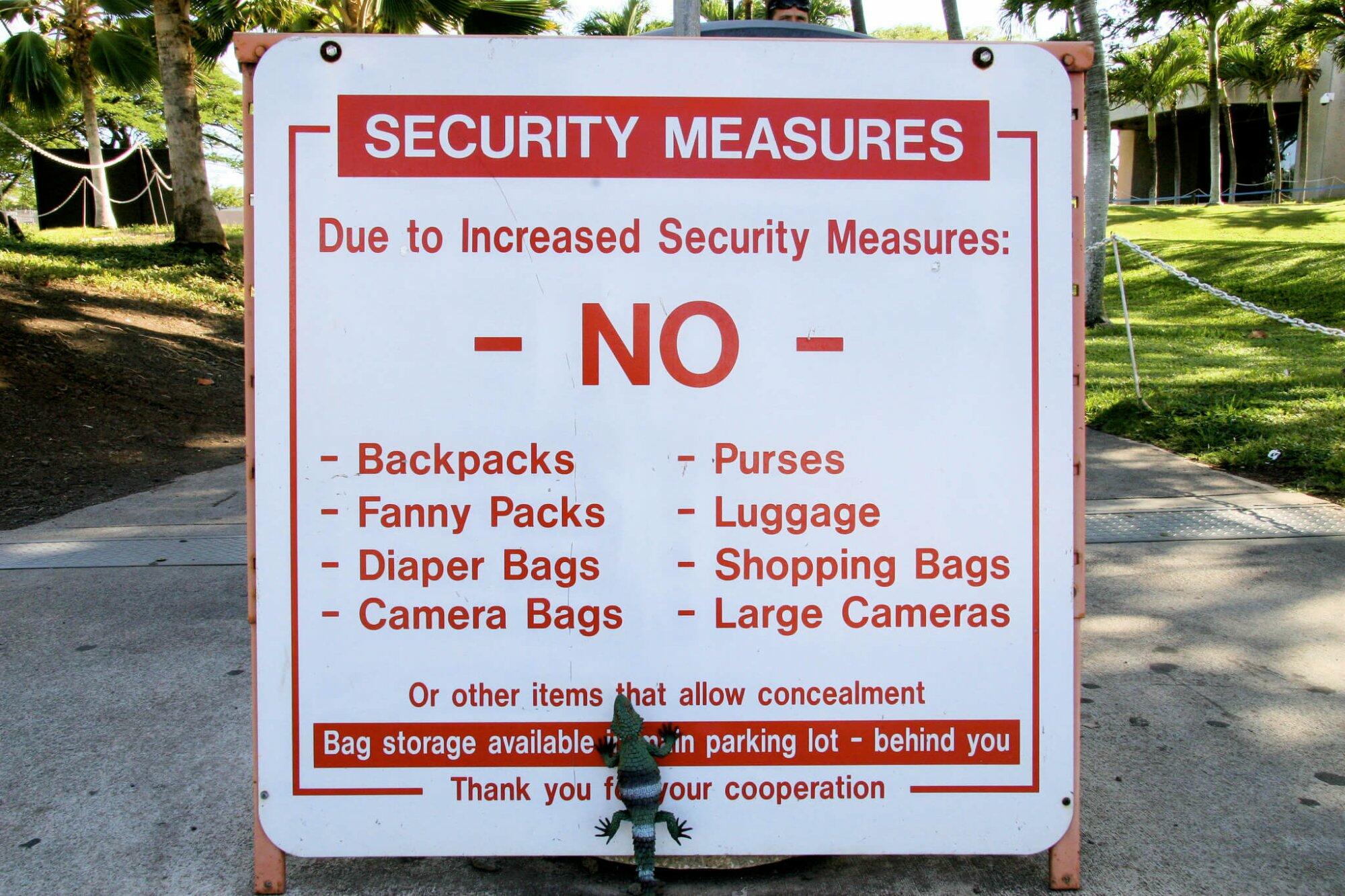 Pearl Harbor No Bag Policy