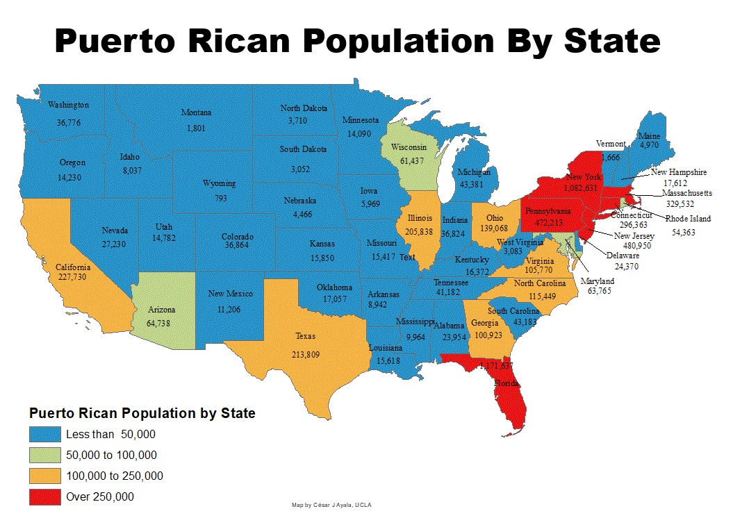 Population of Puerto Rico Compared to U. S. States