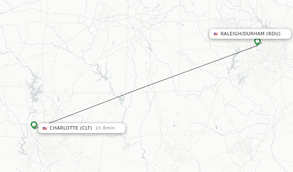 Distance from Durham to Charlotte
