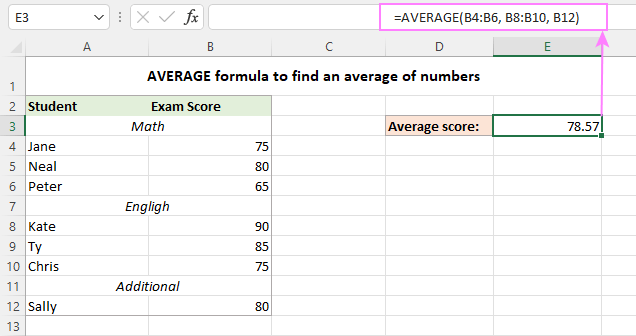How to Take Average in Excel