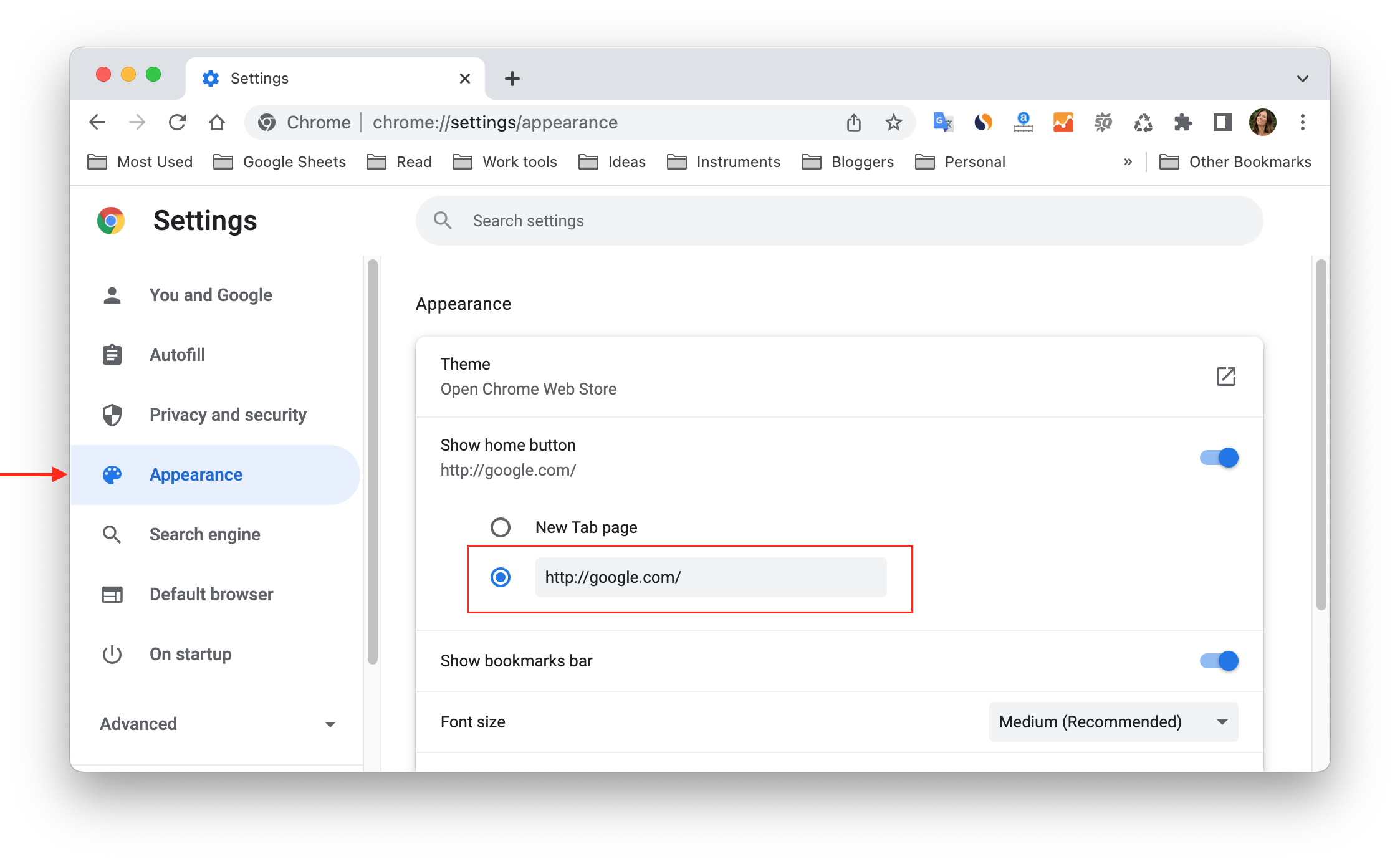How to Set Google as Homepage on Chrome