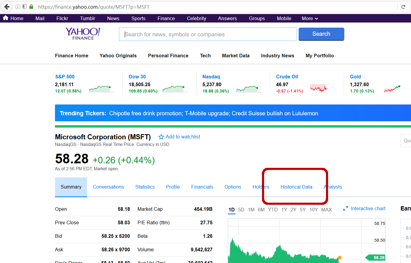 How to Download Yahoo Stock Data
