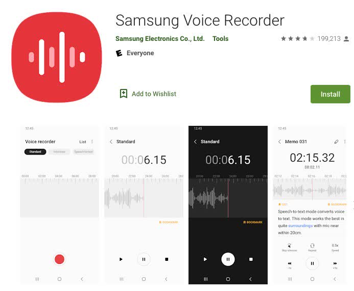 Samsung Voice Recorder App for Android