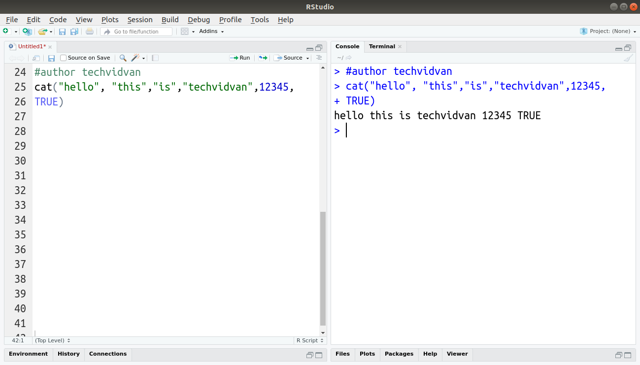 How to Put a Space After Cat in R