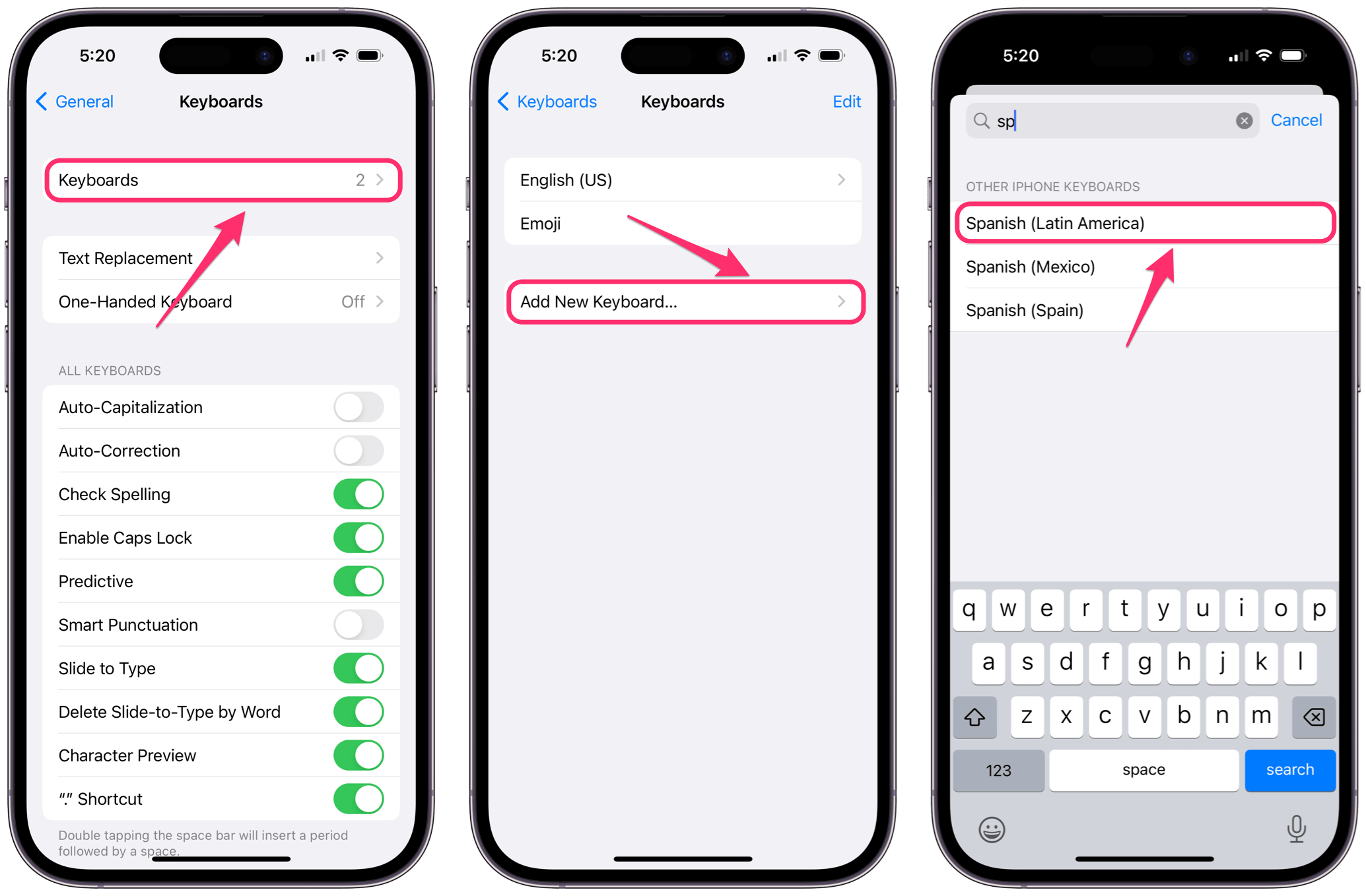 Adding Spanish Keyboard to Iphone