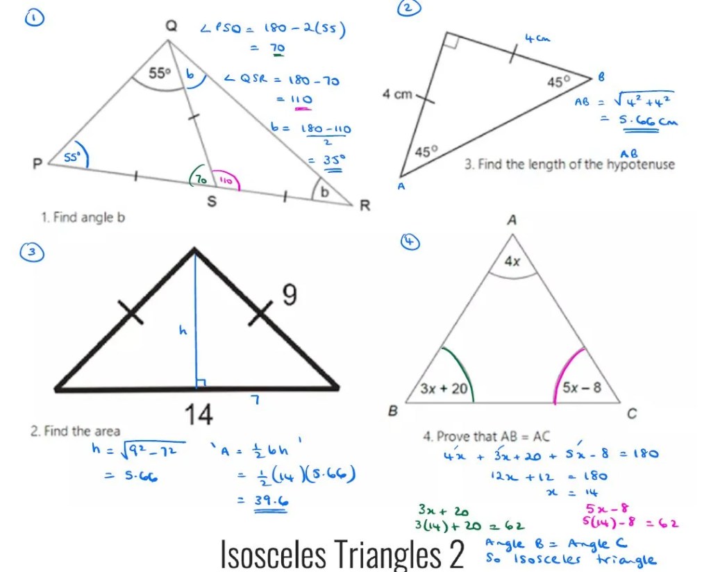 A. A. S. and Isosceles Triangles Common Core Geometry Homework