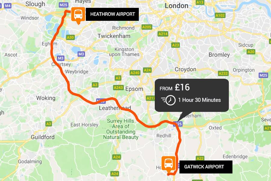 Heathrow to London Gatwick Airport