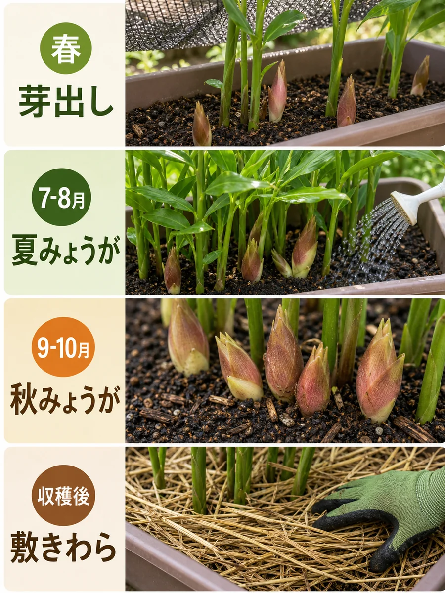 ミョウガ収穫時期の見極め方！夏秋の違いと花が咲いた後の真実