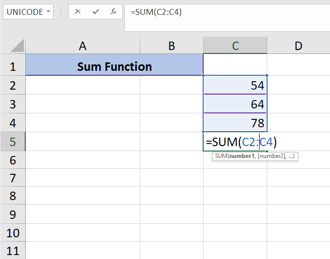 Adding in Excel Sum