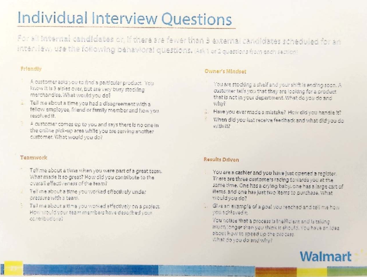 What Interview Questions Does Walmart Ask